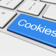 Das Bild zeigt eine weiße Tastatur. Statt der Enter-Taste ist dort eine blaute Taste dargestellt, auf welcher "Cookies" steht.